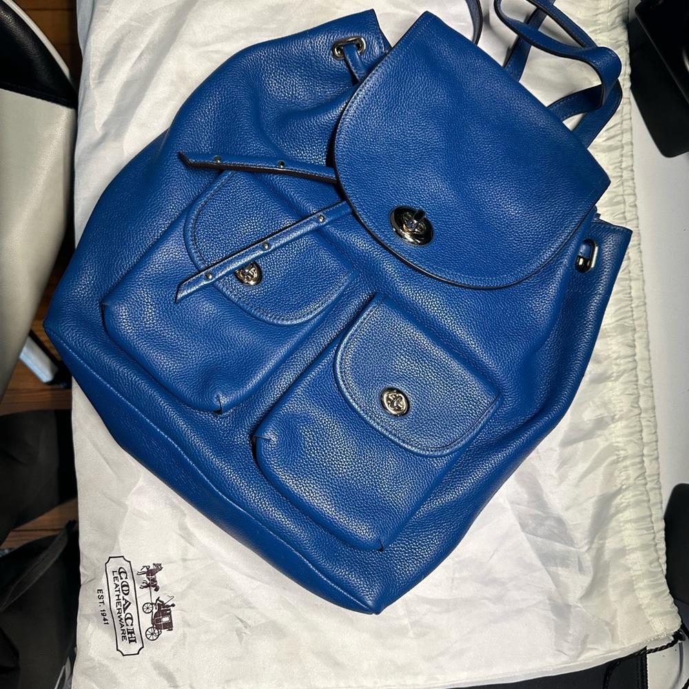 Coach Royal Blue Leather Backpack